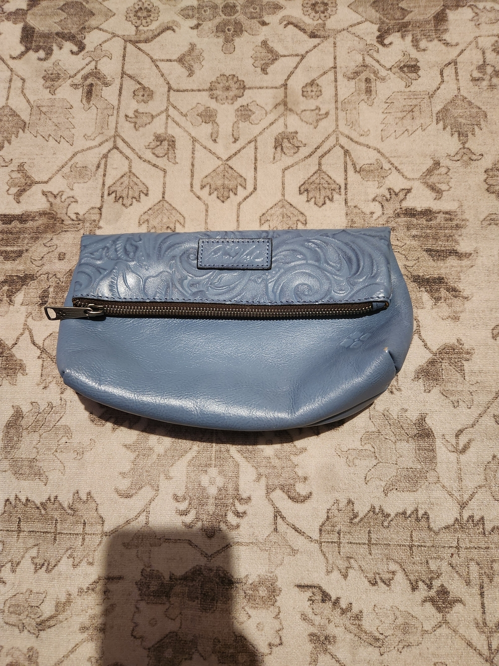 Patricia Nash Powder Blue Embossed Leather Wristlet Clutch